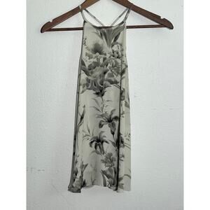 Ann Taylor Loft Women's Tank Cream with Black Floral Size Petite Small